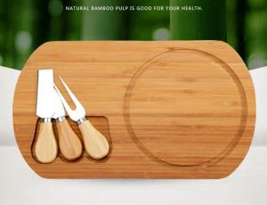 Le meilleur prix et la qualité de la planche à découper en bambou avec couteau pour fromage, steak, pain, etc.